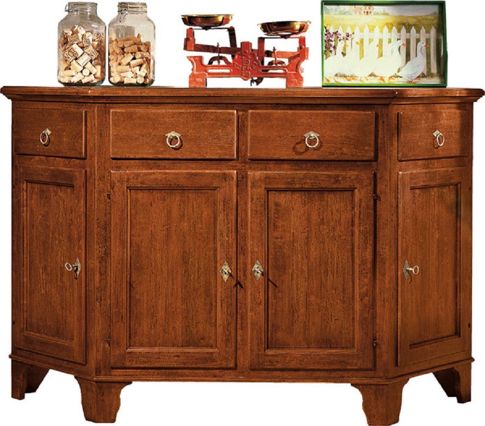 MOBILI 2G - MADIA CREDENZA 4 PORTE 4 CASSETTI IN LEGNO ARTE POVERA