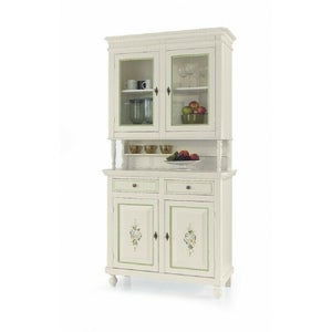 MOBILI 2G - VETRINA 2 PORTE SHABBY CHIC AZZURRO IN LEGNO L.145 x P.