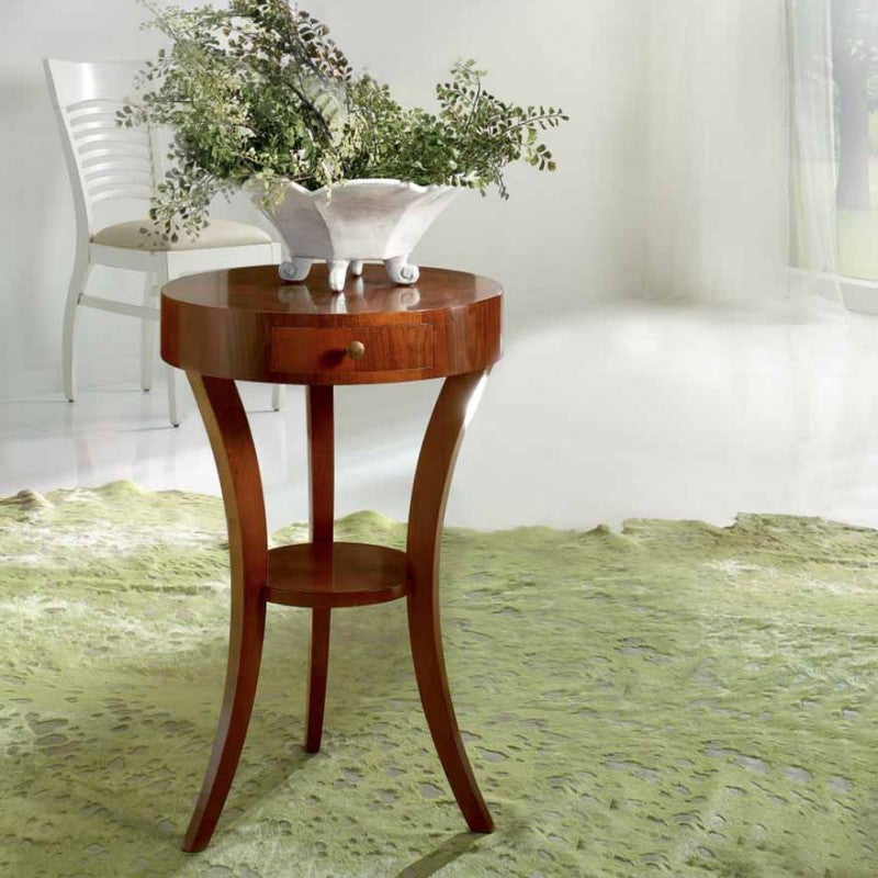 Tavolino Moderno Laterale da divano con Ripiano in Legno Naturale