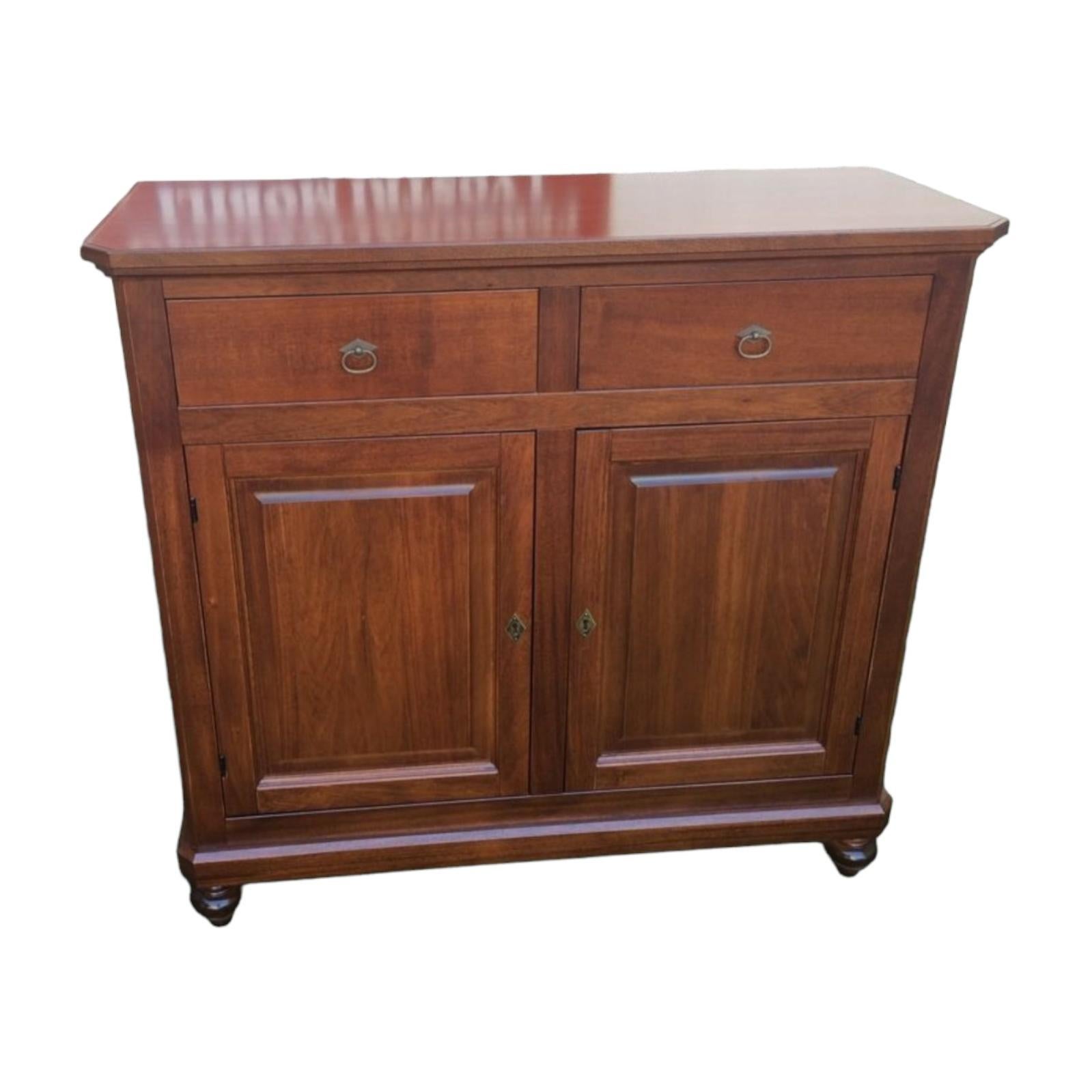 MOBILI 2G MADIA CREDENZA NAPOLETANA IN LEGNO 2 ANTE TINTA NOCE