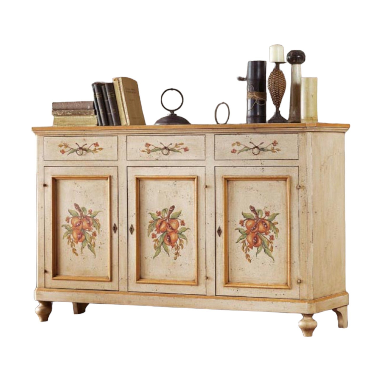 MOBILI 2G - MADIA CREDENZA in legno provenzale laccata a mano 3 porte  160x50X102