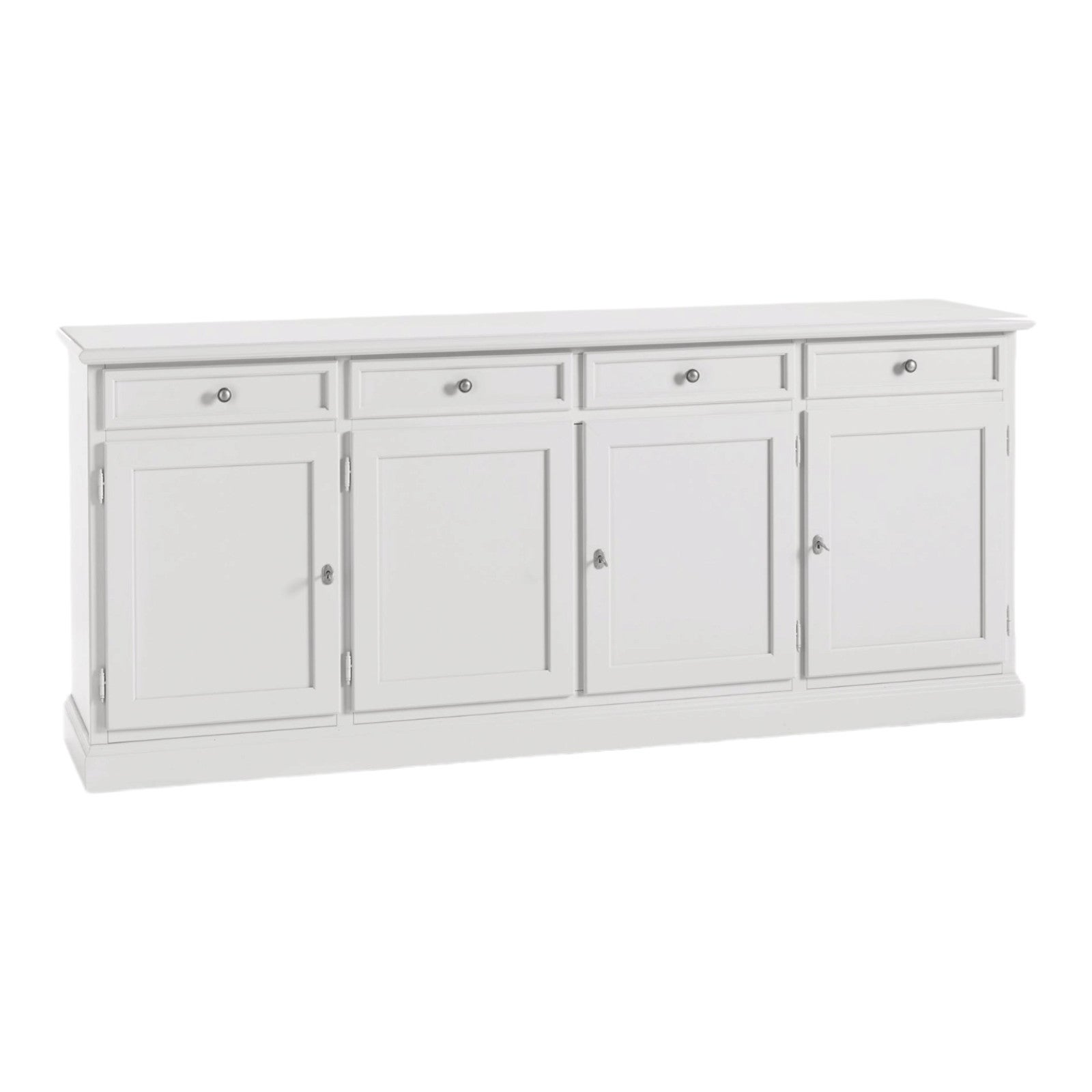 MOBILI 2G - Madia Credenza 4 porte 4 cassetti Arte povera bianco 203x42x86