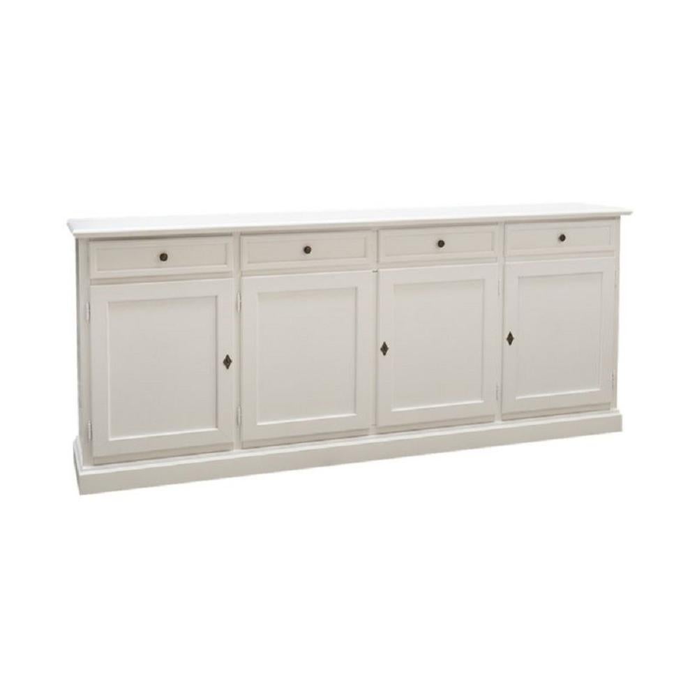 MOBILI 2G MADIA CREDENZA ARTE POVERA 4 PORTE LEGNO BIANCO 205X42X86