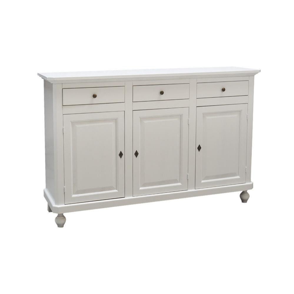 MOBILI 2G Madia Credenza arte povera 3 Ante legno Bianco150X43X98