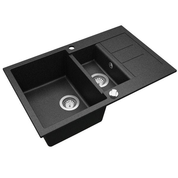 Evier granit noir - 1 bac sans égouttoir 565x500 - QUADRIS - Des éviers  modernes