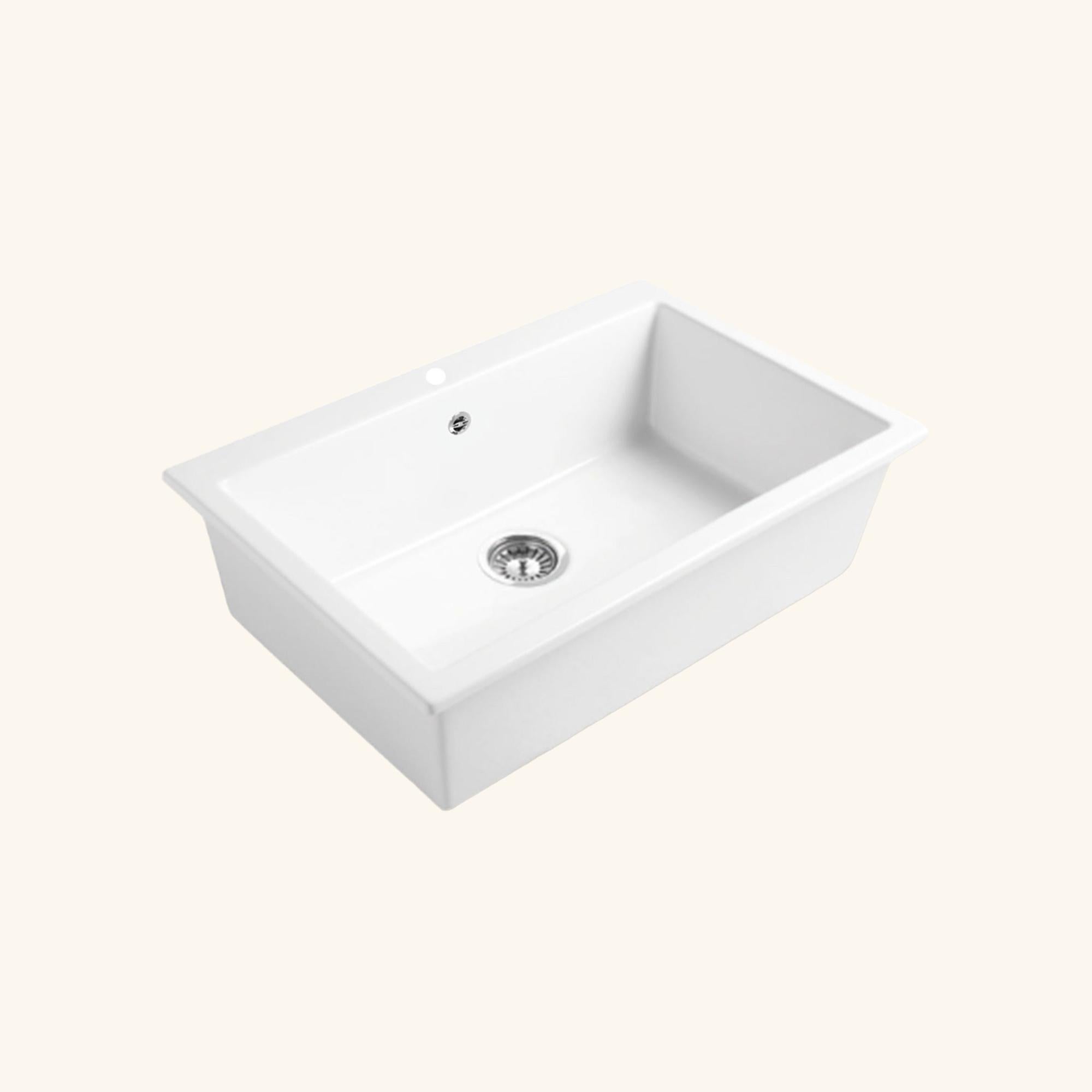 Evier En Céramique DEVON 76x53cm, Blanc