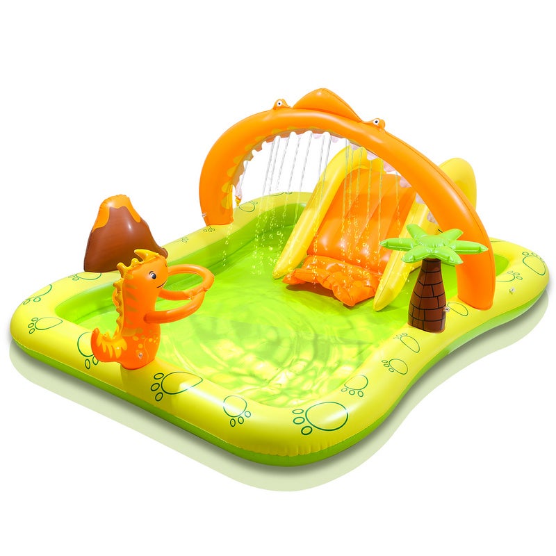 Piscine Gonflable pour Enfant Candy Play Center Aire De Jeux aquatique  Dinosaure 246x193x110cm