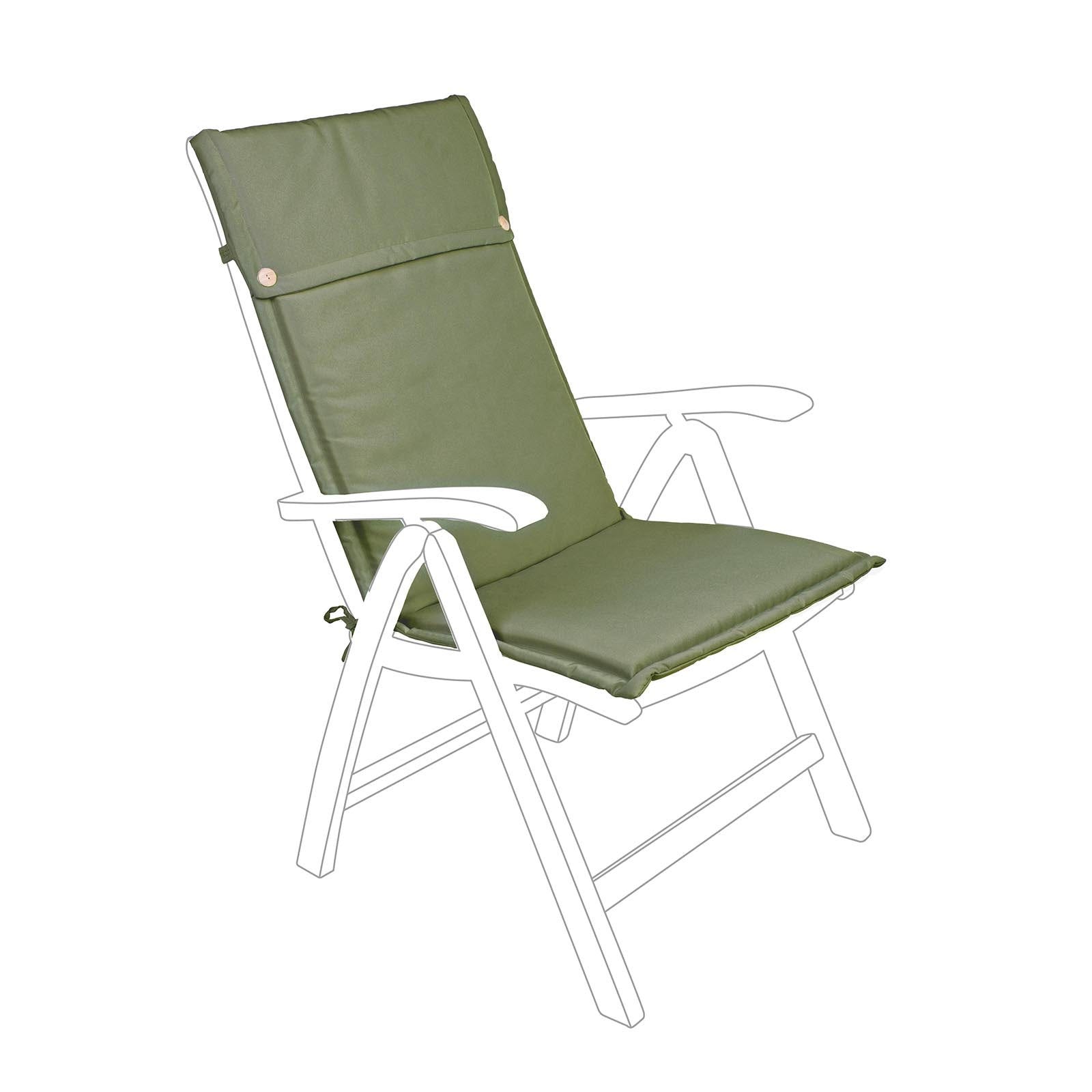 Cuscino per sedia a sdraio con schienale alto idrorepellente per interno ed  esterno / Verde Bosco / 1 Pezzo