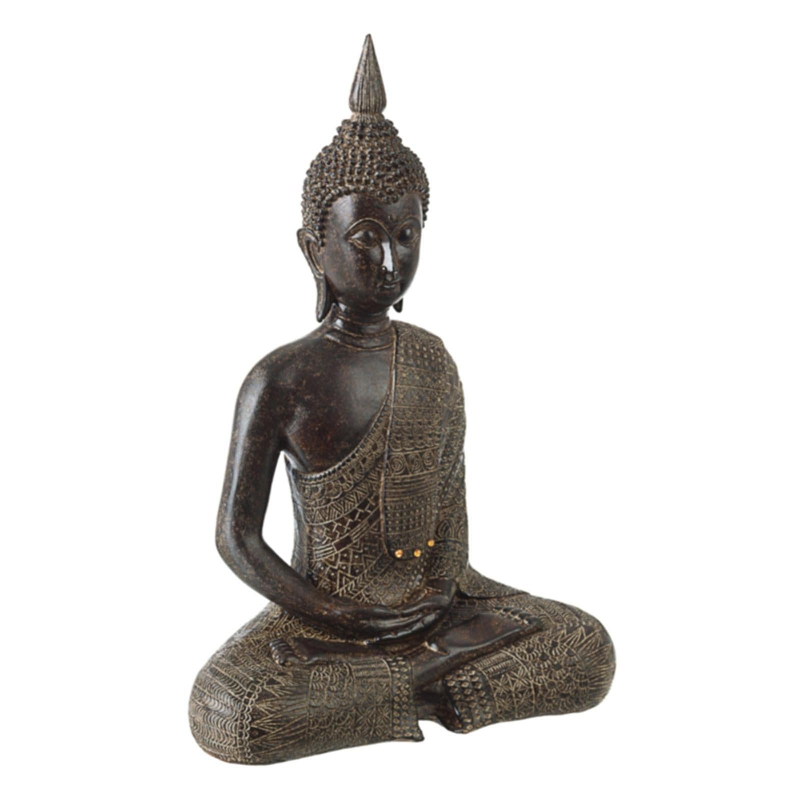Statua Buddha In Pietra Seduta, Decorazione Da Giardino Indoor/outdoor, Stile Orientale, Finitura Silver
