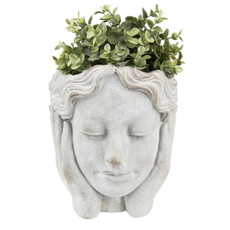 Statua decorativa "Pensatore" porta vaso da giardino in cemento