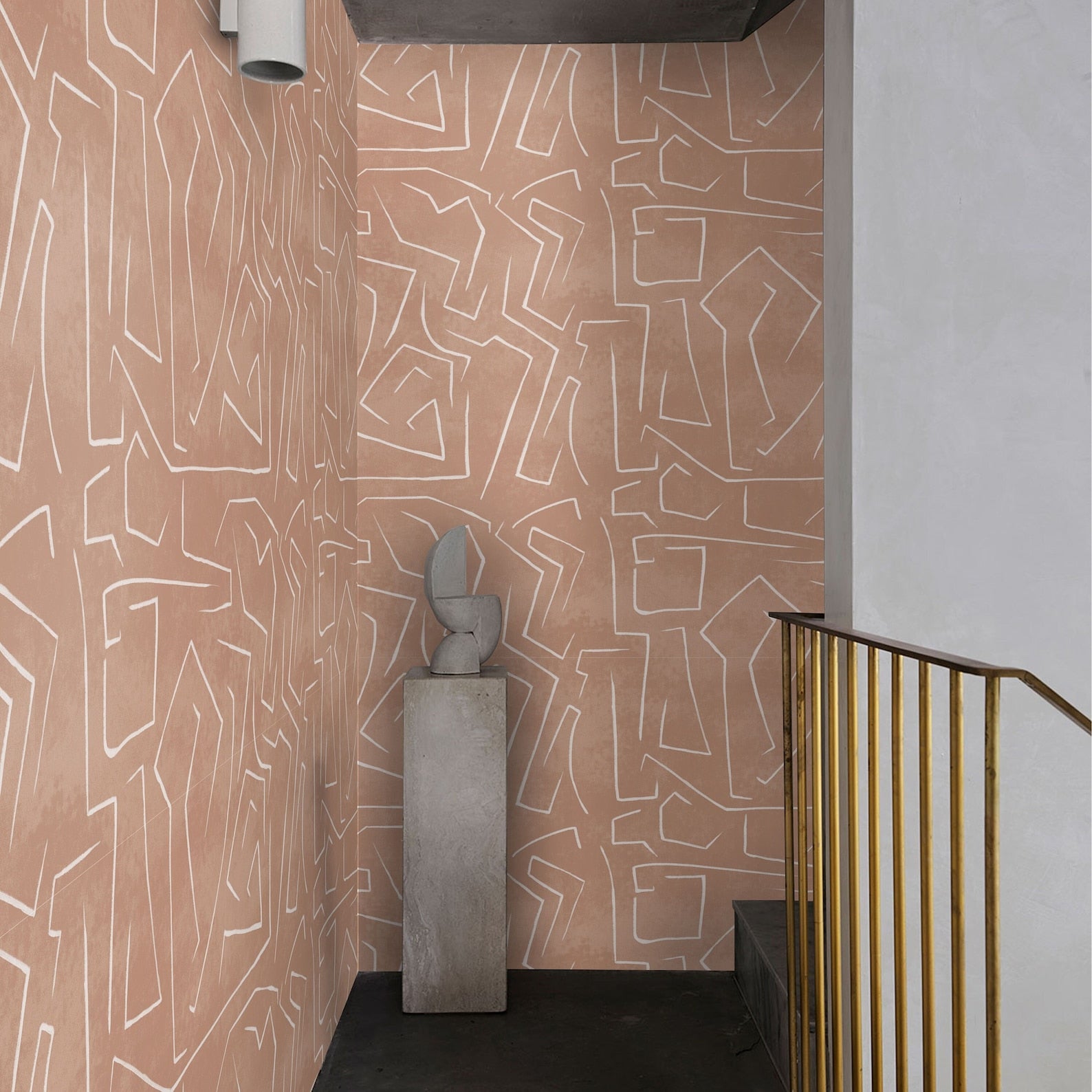 Wallpapers4Beginners Papier Peint Abstrait Coups de Pinceau Papier Vegan  250x200cm 5,5m2