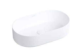 Lavabo da appoggio in solid surface PB2013-80 x 40 x 14,5 cm - bianco opaco  : : Fai da te