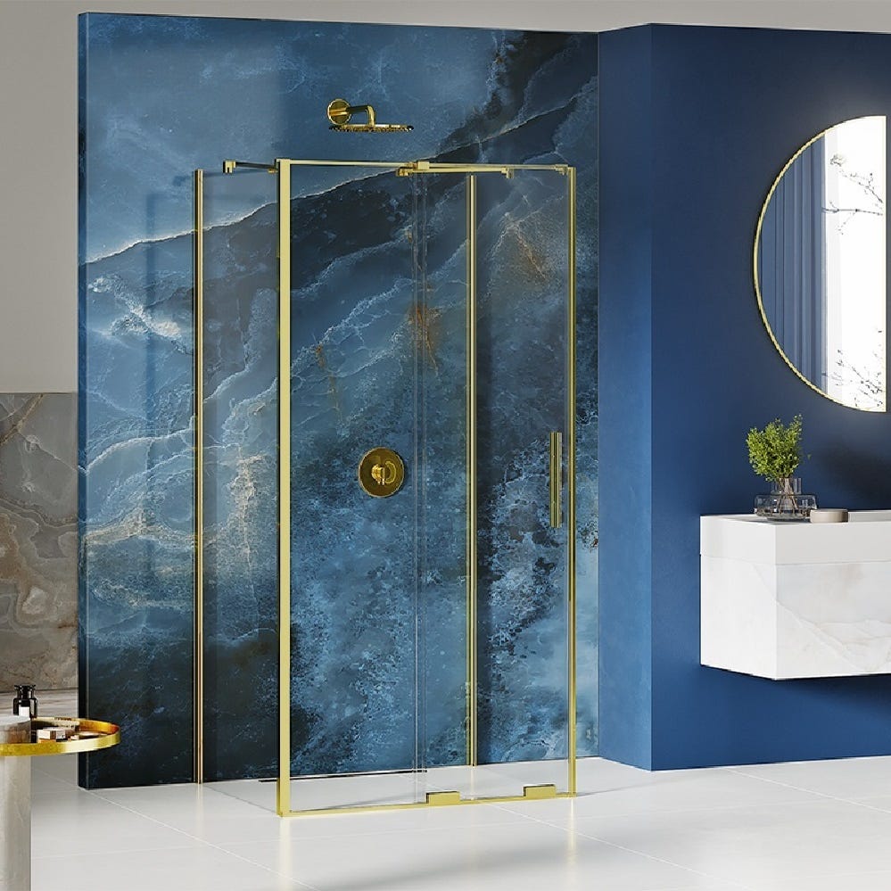 Mampara de ducha de esquina 90 x 90 vidrio transparente Ponsi Gold GOLT9090