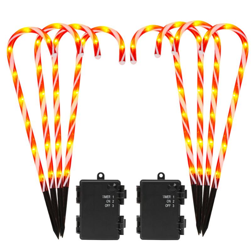 12 Décorations Lumineuses Solaires En Forme De Canne à Sucre Pour Noël – Ambiance Festive Garantie ! - 8