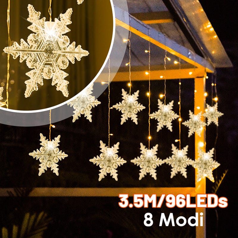 3.5M - Rideau Lumineux Sapin de Noël LED - 96 Éclairage de Noël LED - Rideaux  Lumineux