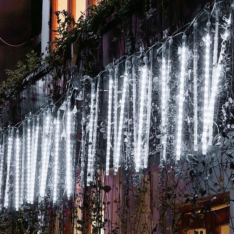 LED lumière net décoration rideau guirlande lumineuse éclairage 8 modes  IP44 fête de Noël extérieur intérieur Blanc froid 4.5x1.6M
