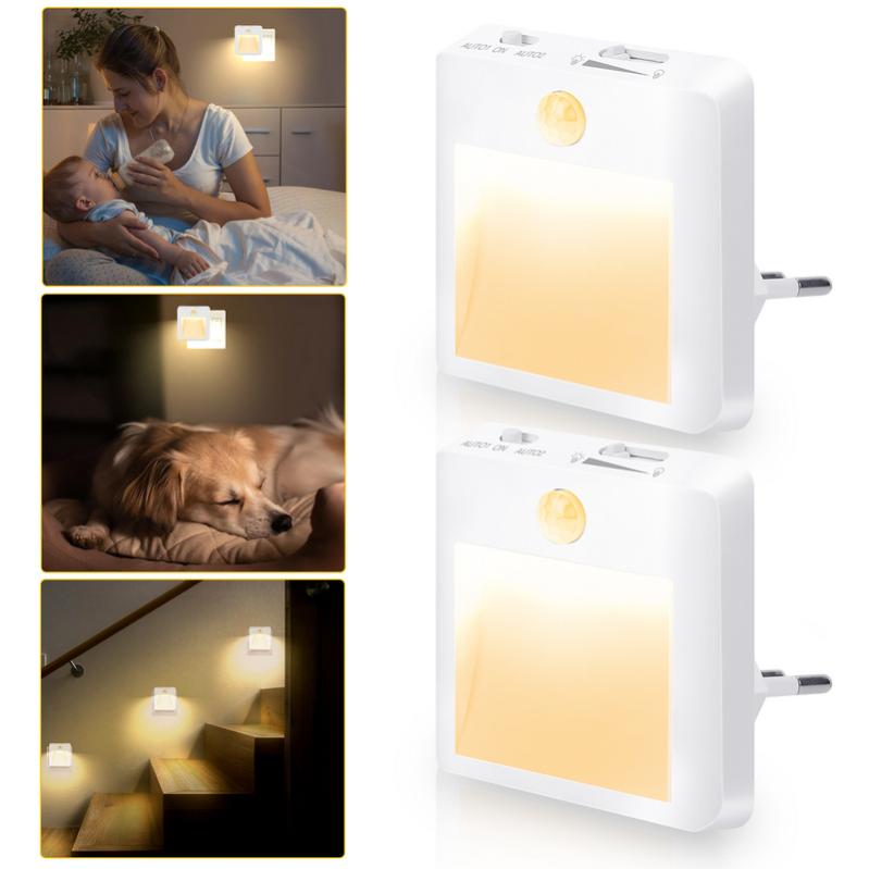 Lot De 2 Veilleuses LED Enfants Avec Capteur Crépuscule Et Dimmage - Idéal Chambre Bébé, Couloir, Escalier, Salle De Bain