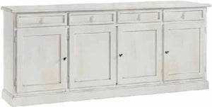 MOBILI 2G - Madia Credenza Shabby chic in legno 4 porte bianco invecchiato  205x42x85