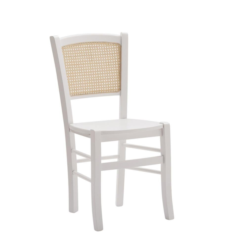 SEDIA IN LEGNO SHABBY CHIC BIANCO VENEZIA SEDUTA PAGLIA