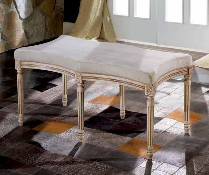 MOBILI 2G - DIVANETTO/PANCA IMBOTTITA SHABBY IN LEGNO CON INTAGLI