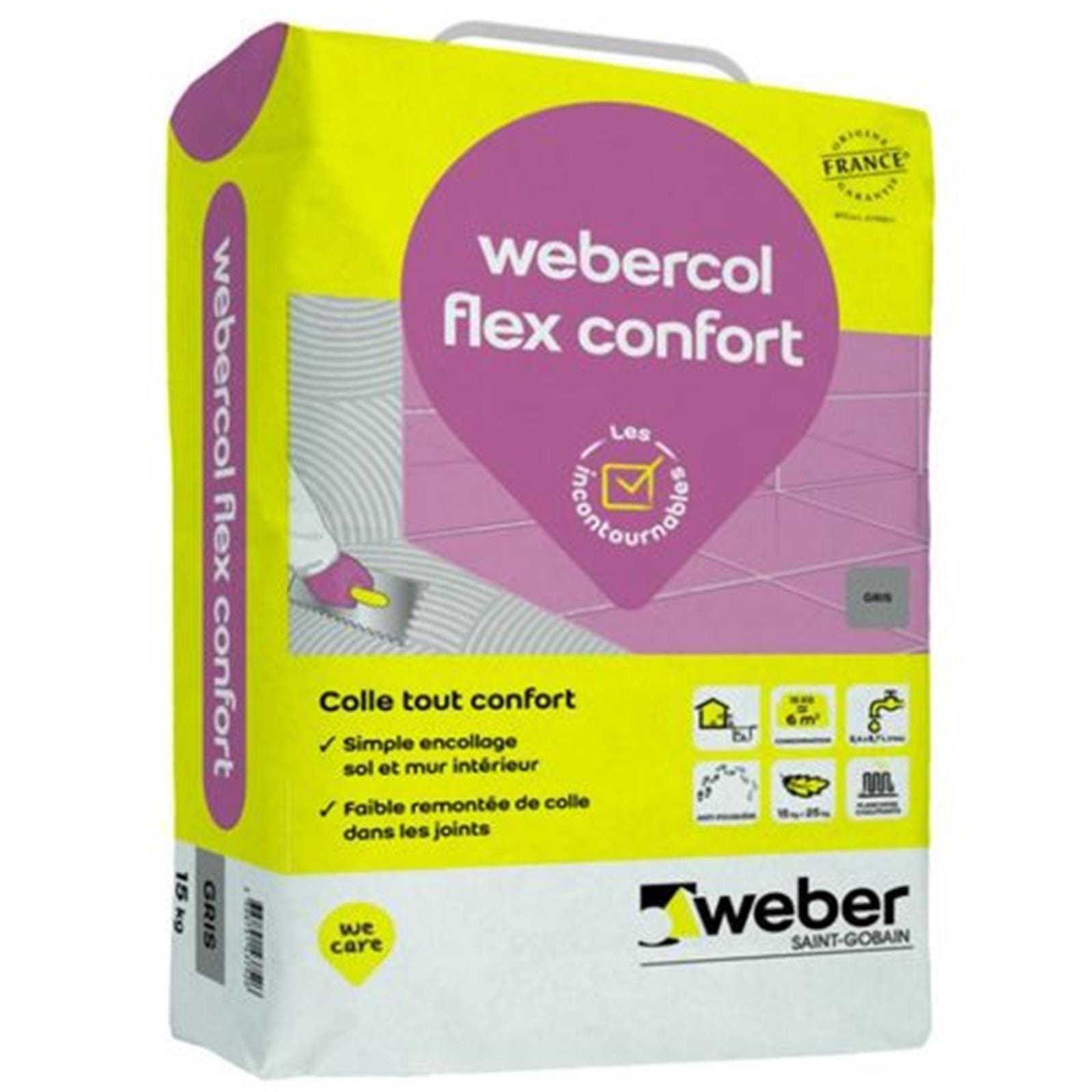 Mortier colle pour carrelage C2 SI G WEBER.COL FLEX CONFORT