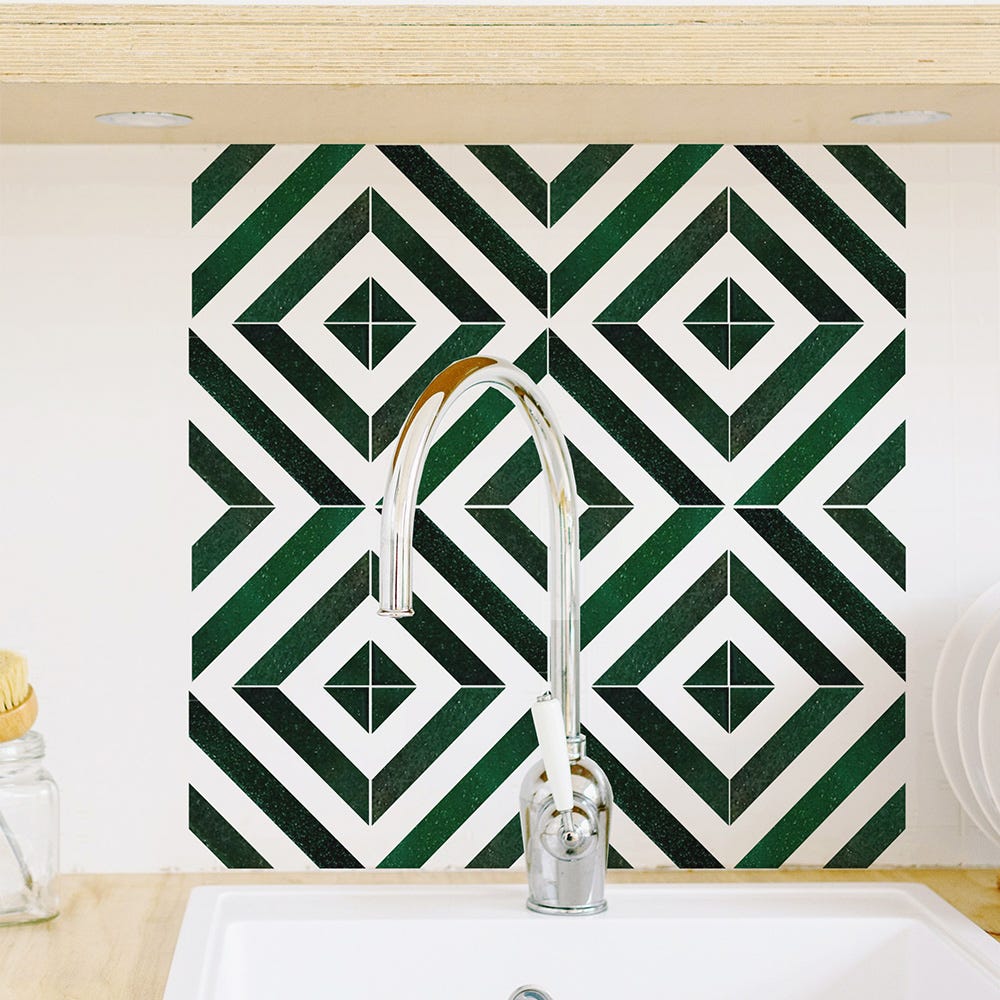 Pegatina mosaico verde SMART TILES Zellige Taza de 22x22cm