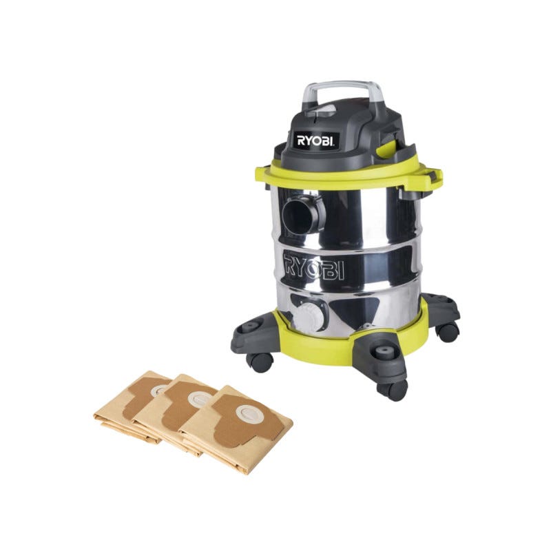 Pack RYOBI Aspirateur eau et poussière - 1250W - 20L - RVC-1220I-G
