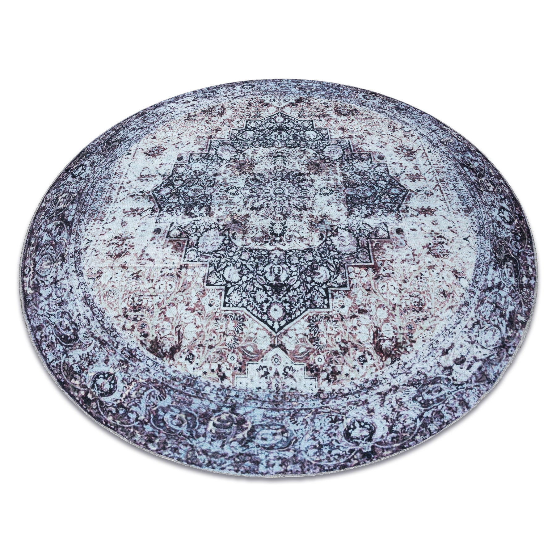 Tappeto ANTIKA cerchio ancret washedstone, ornamento moderno, lavabile -  grigio rotondo 120 cm