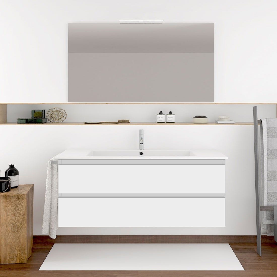 Mueble de baño con lavabo y espejo espejoZoe blanco 99.6x45.5 cm