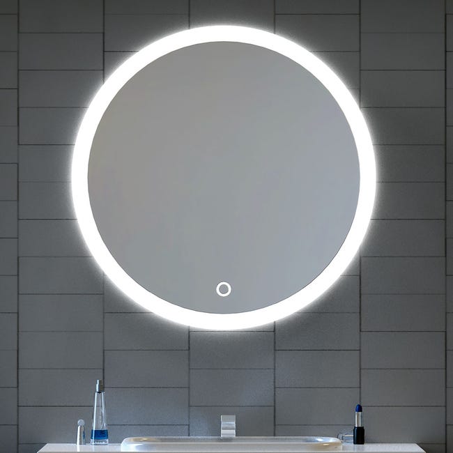 Espejo baño redondo con led con antivho 60 x 60 cm,Aro led fino