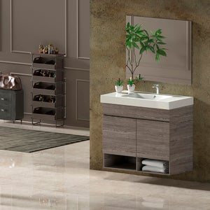 Mobiletto da bagno Montreal 30 x 30 x 131 cm Rovere con Bianco Lucido -  Mobiletto armadietto