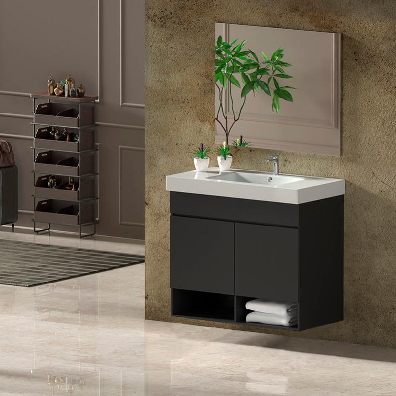 Conjunto de baño nebari incluye mueble, lavabo y espejo se envía montado grafito 80x45cm