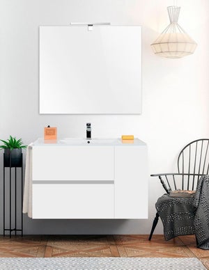 Mueble de Baño FLORENCIA incluye lavabo dos senos y espejo 120x45Cm Blanco