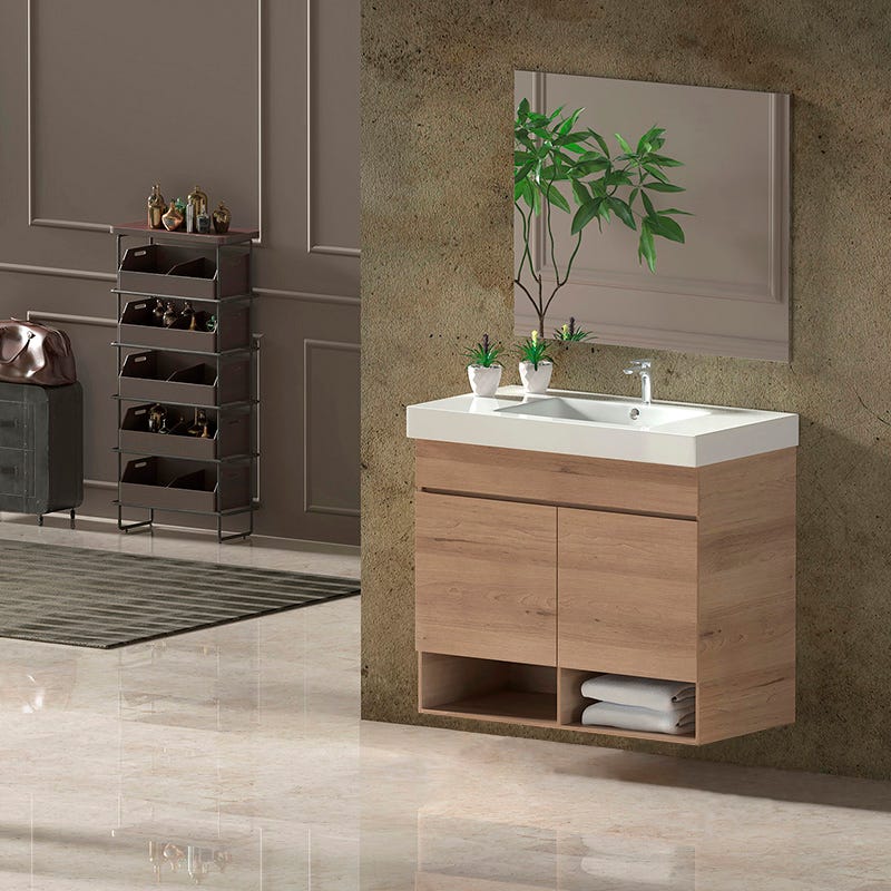 Mueble de Baño CAPRERA incluye lavabo y espejo 60x35Cm Blanco