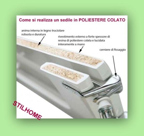 Copriwater In MDF Laccato Bianco Per Pozzi Ginori Square - Cerniere Cromate - Foto 4