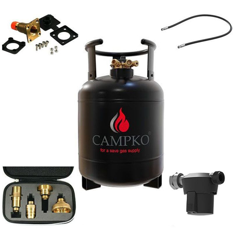 Pack CAMPKO Kit Bouteille GPL 15L + Lyre 2m + Boîte de Transfert + Filtre à  Gaz + Adaptateurs Camping-Car