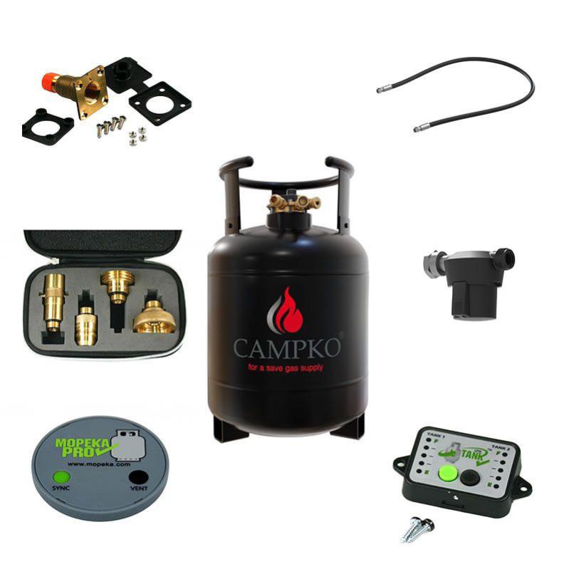Pack CAMPKO Kit Bouteille GPL 15L + Jauge et Afficheur Bluetooth + Lyre 2m CampingCar Leroy