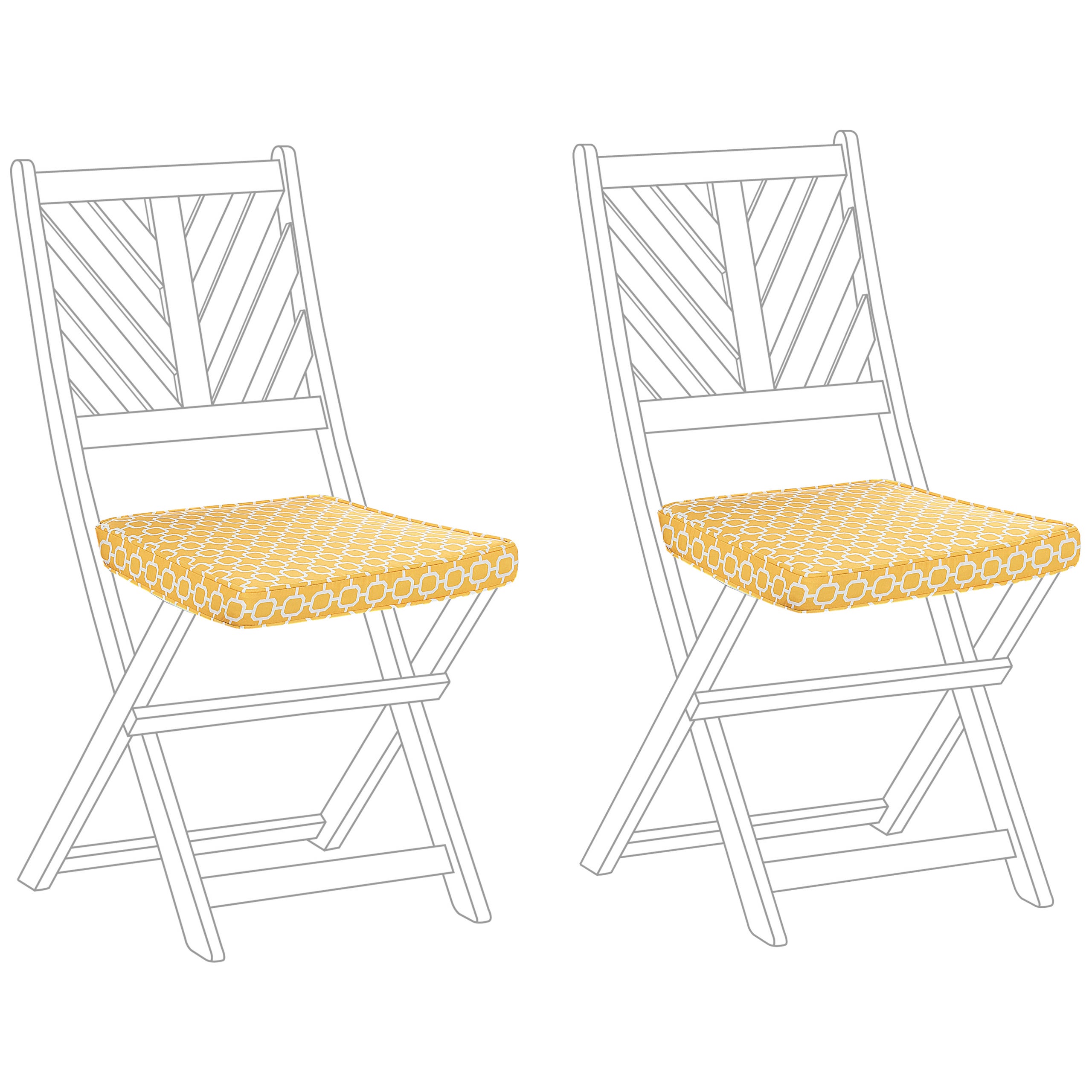 Set di 2 cuscini sedie da giardino giallo e bianco 37 x 34 cm