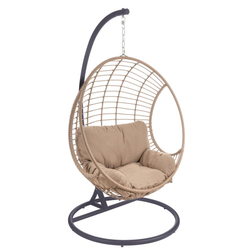 Silla colgante con m stil Ariki de acero y rattan en negro y