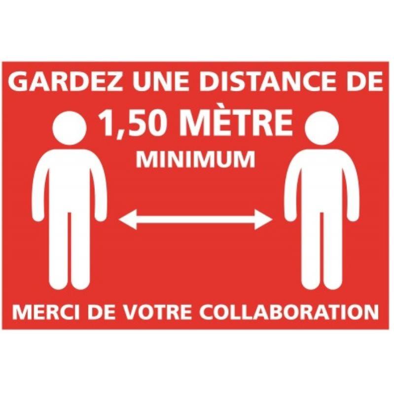 Adhésif pour mur Gardez une distance de 150m 21x30 cm blanc sur fond ...