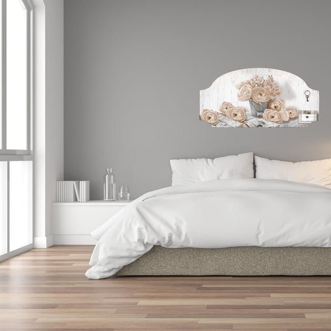 Quadro moderno camera da letto Capezzale floreale Natura FASHION TABLE  50x100 cm ROMANTIC LYRICS MIX su tavola lavorata