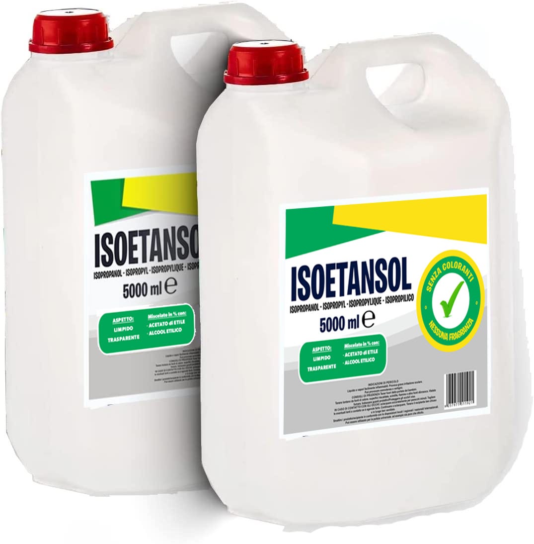 2X5 ISOETANSOL 100AE Isopropanolo Alcool ISOPROPILICO DENATURATO MISCELATO  detergente da 5 Litri