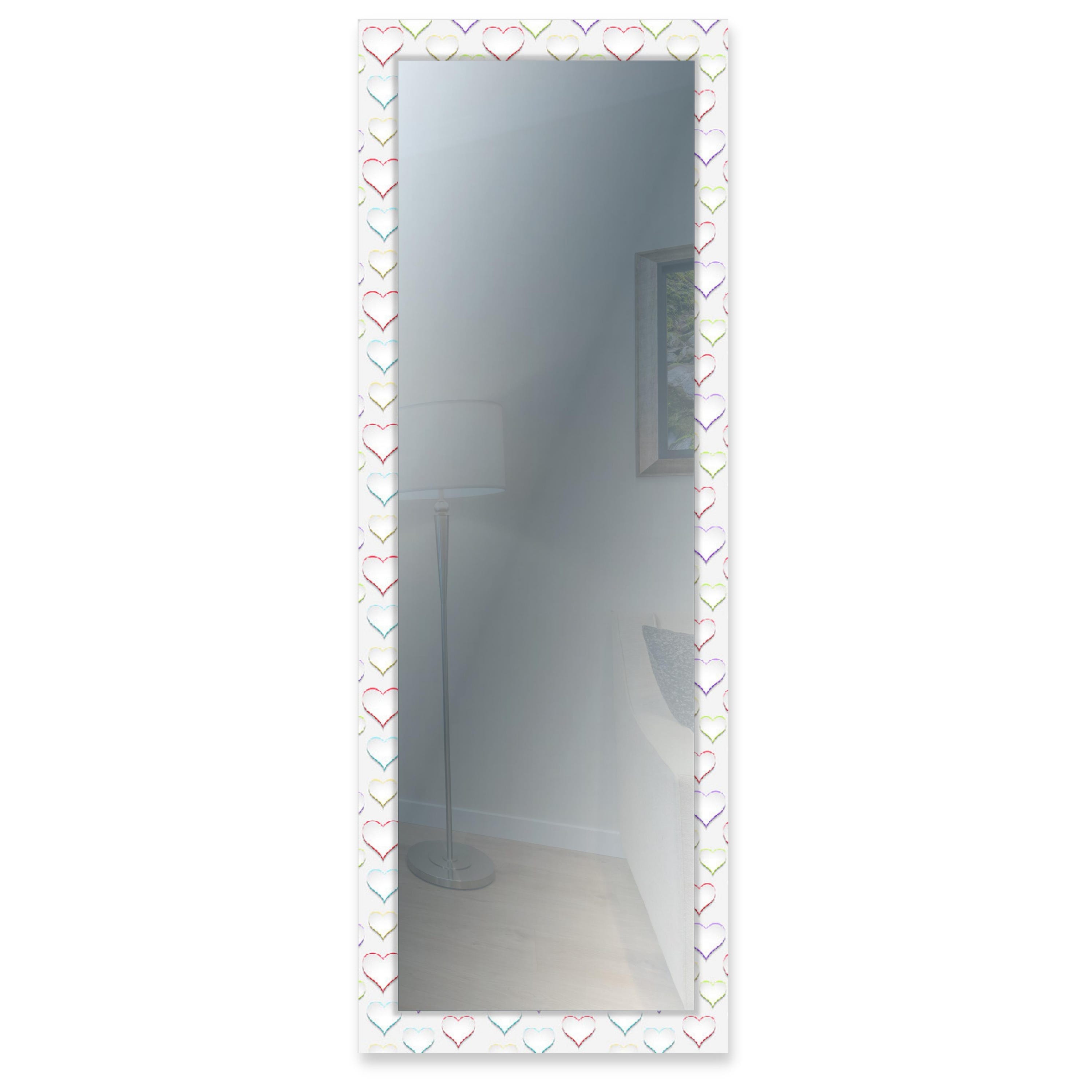Specchio da parete lungo moderno Mirror Fantasy HEART OUTLINE COLOR 44x127  cm con cornice stampata