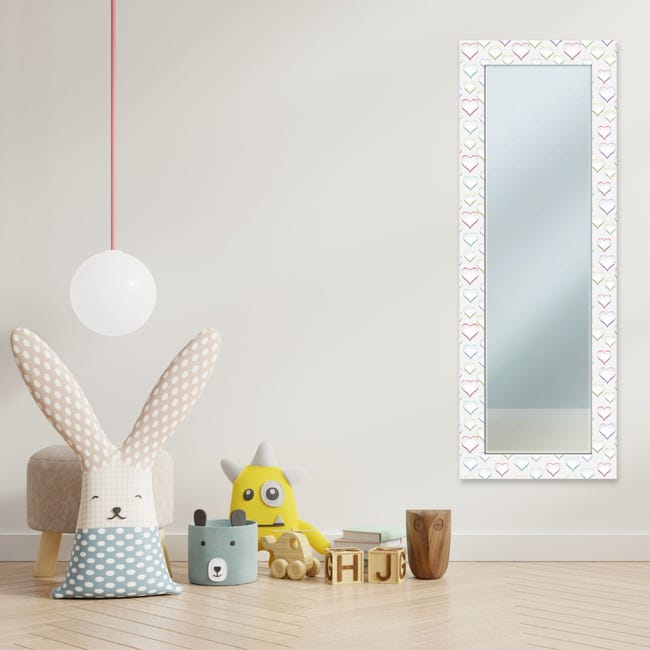 Specchio da parete lungo moderno Mirror Fantasy LEAVES TILES MIX 44x127 cm  con cornice stampata Vorrei Shop