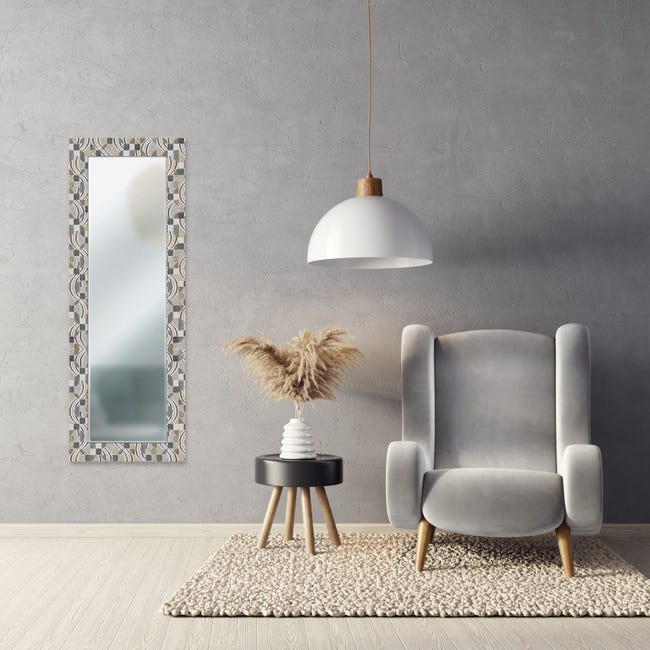 Specchio da parete lungo moderno Mirror Fantasy LEAVES TILES MIX 44x127 cm  con cornice stampata