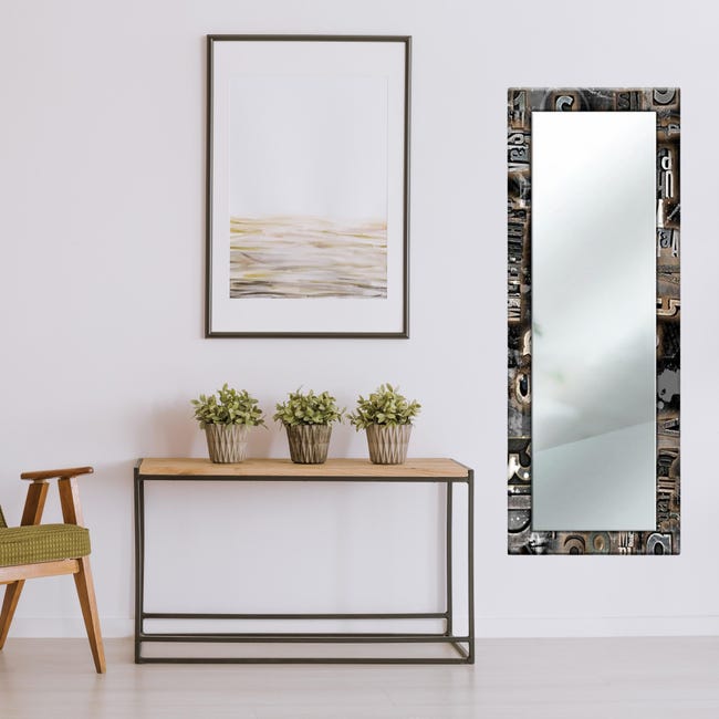Specchio da parete lungo Moderno VINTAGE BLACK 44x127 cm con cornice  stampata