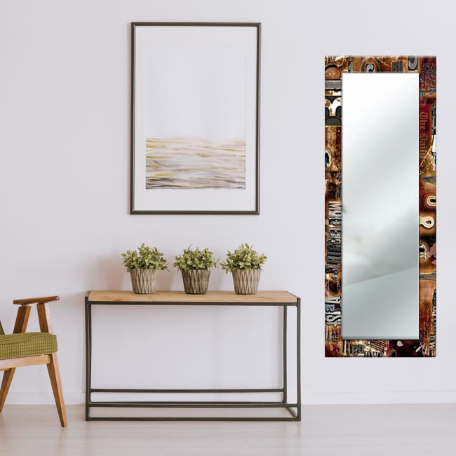 Specchio da parete lungo moderno VOYAGER COLOR 44x127 cm con cornice  stampata