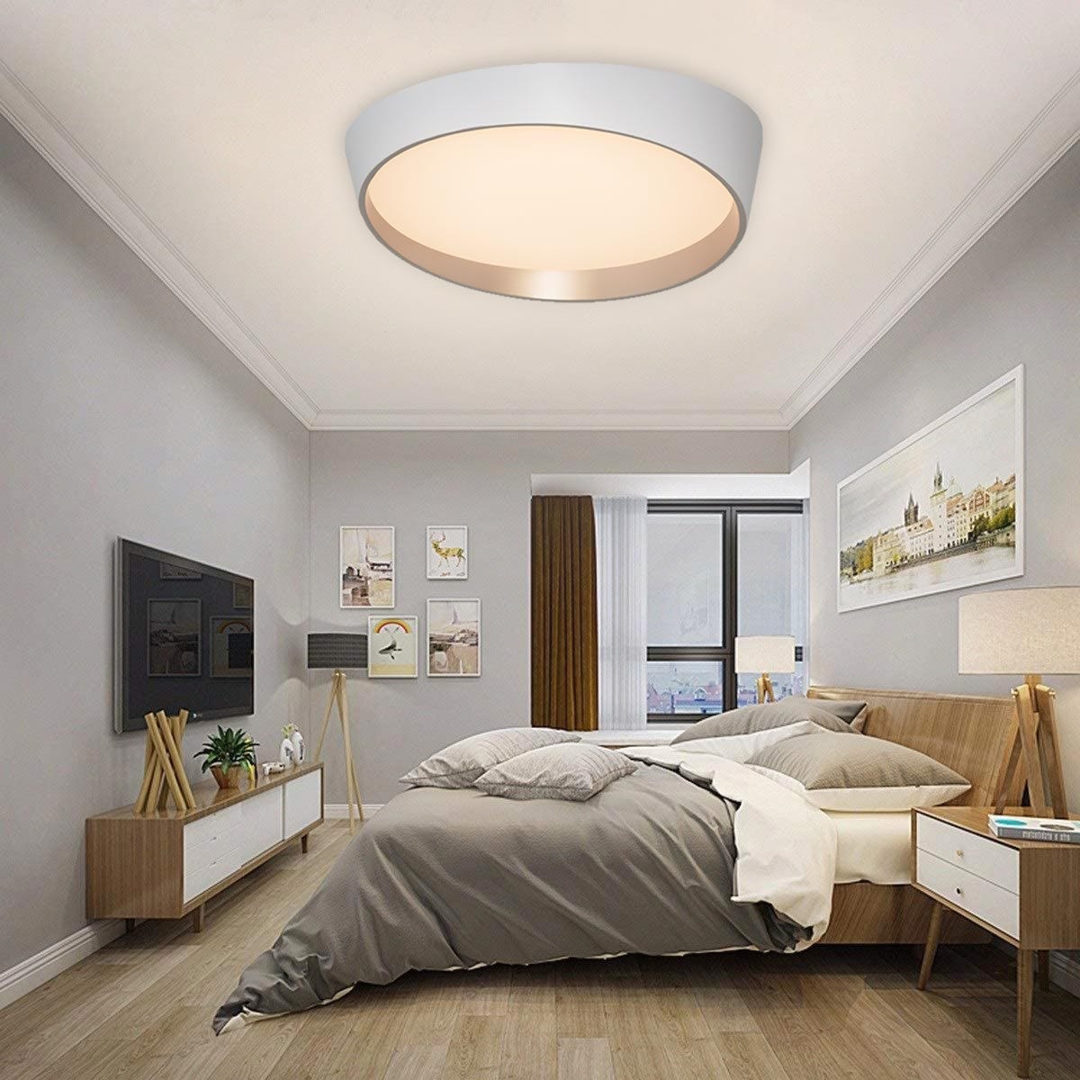 Moderna lámpara de techo LED 46W rendimiento 360W lámpara de techo redonda  elipse marco dorado luz dormitorio hotel cocina office lounge 230V 4000K