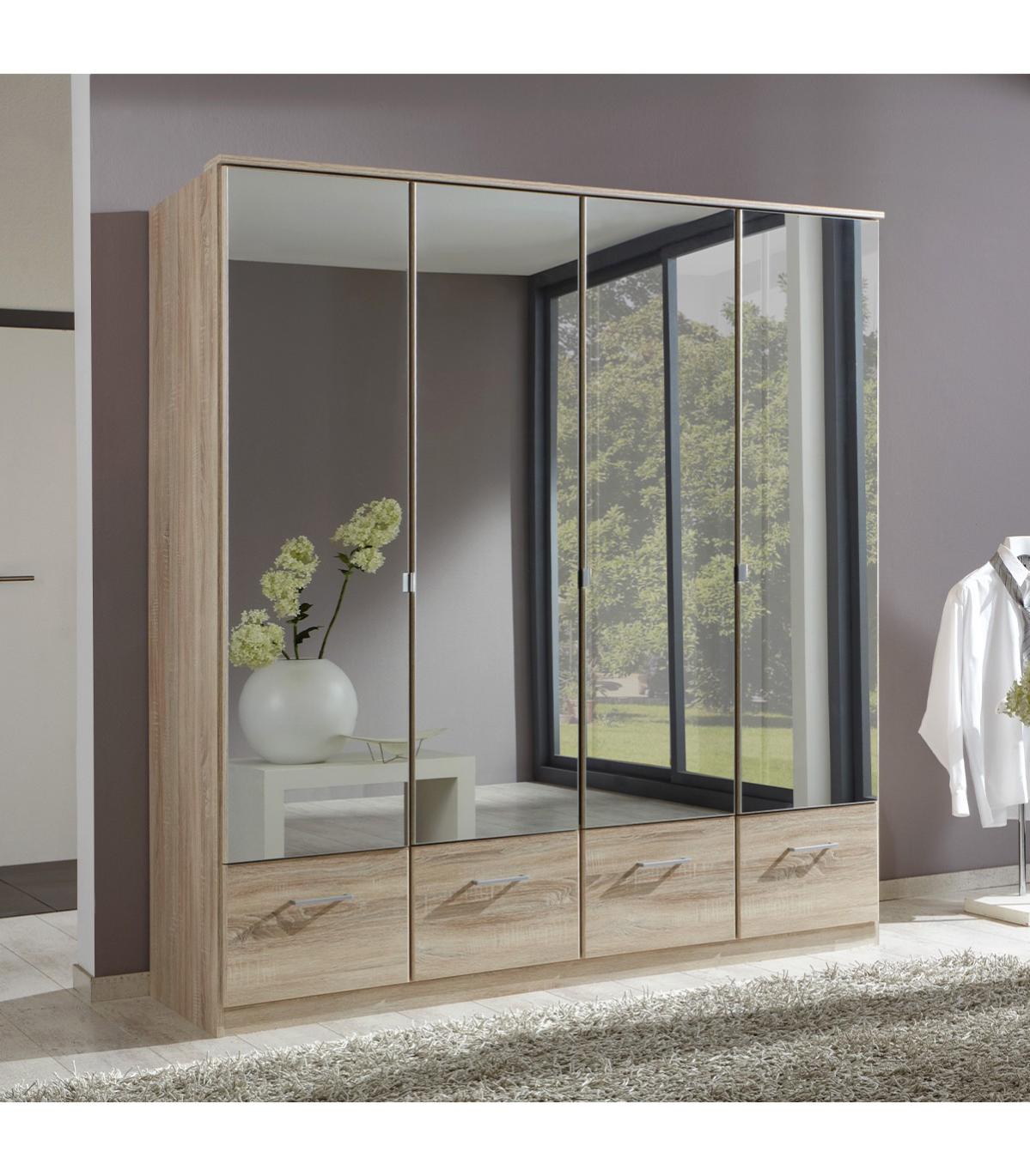 Armoire 4 portes miroir et 4 tiroirs L179 cm Leroy Merlin