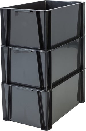 Bac de rangement empilable superposable, SUNDIS, 45 L noir